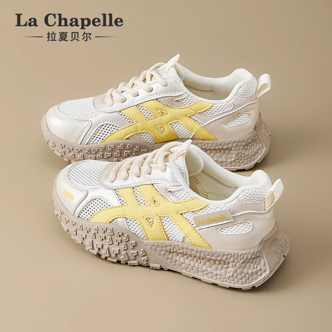 拉夏贝尔网面透气德训鞋女2025冬季新款百搭轻便舒适休闲运动鞋子