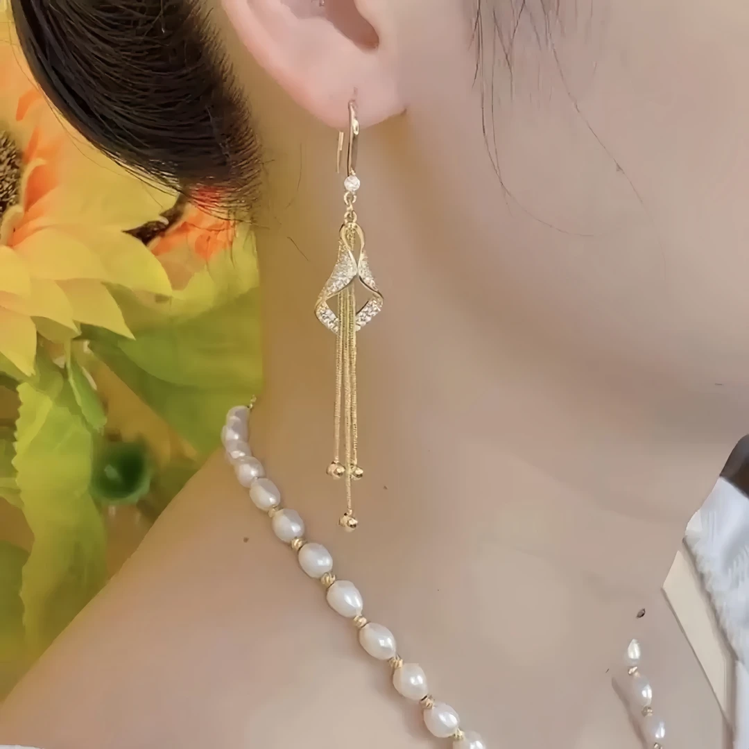 铜合金耳饰 8157 「气质风铃」时尚气质百搭不规则几何长款流苏耳环