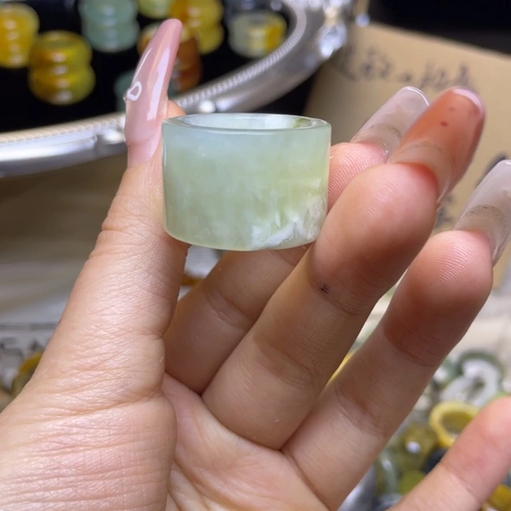 蛇纹石玉合金戒指56-19.0微瑕