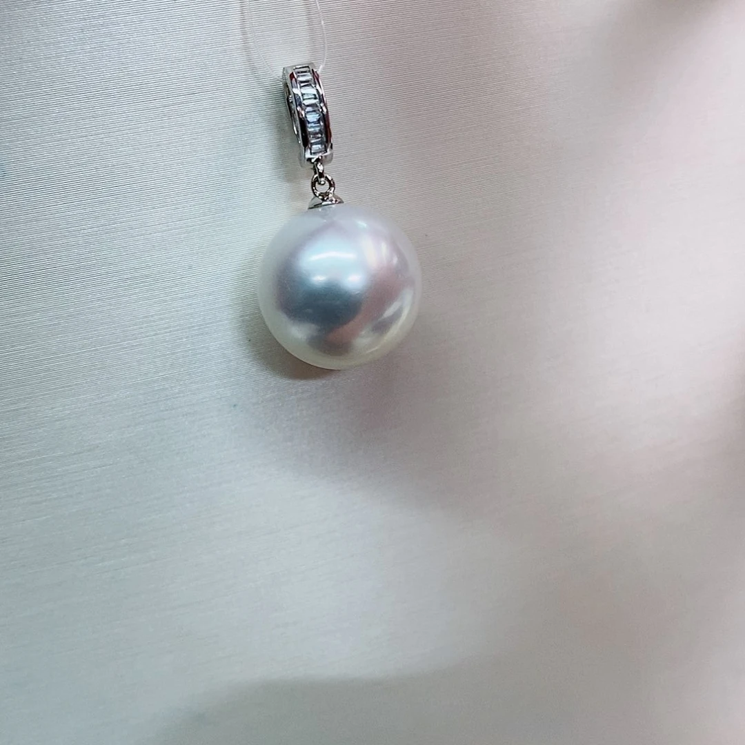 吊坠(不含链)18K金镶嵌海水珍珠13-14