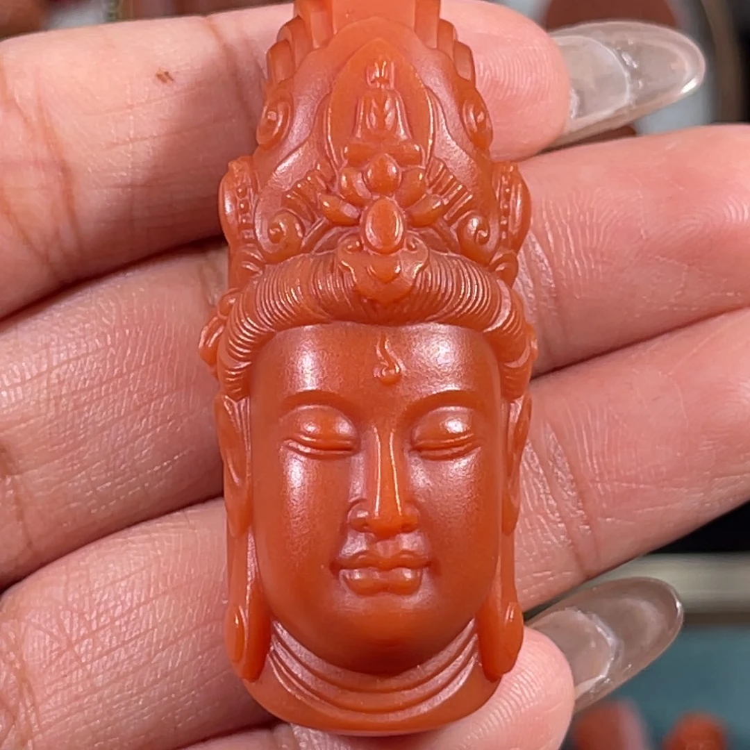 南红玛瑙未镶嵌大水沟正装观音49*21.8*16.8mm