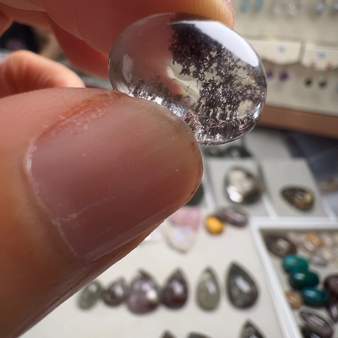 未镶嵌颈饰水晶天然幽灵水晶戒面