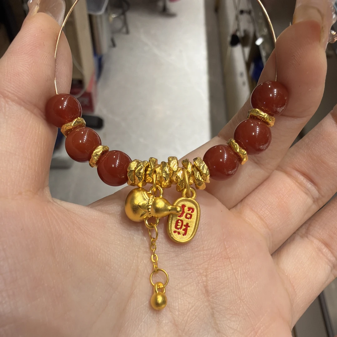 足金999黄金小木马纳福手链