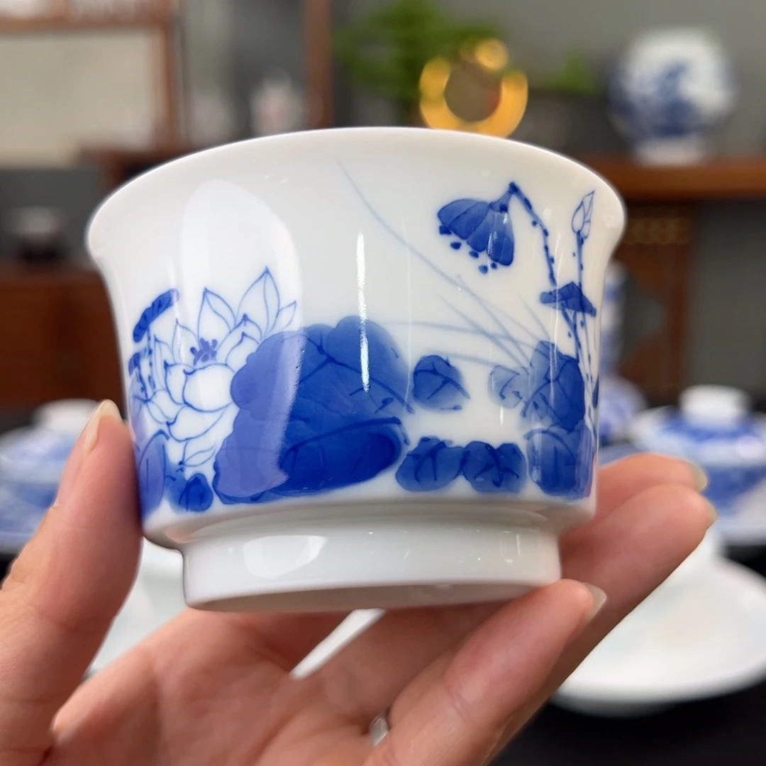 玉泥 青花和为贵主人杯