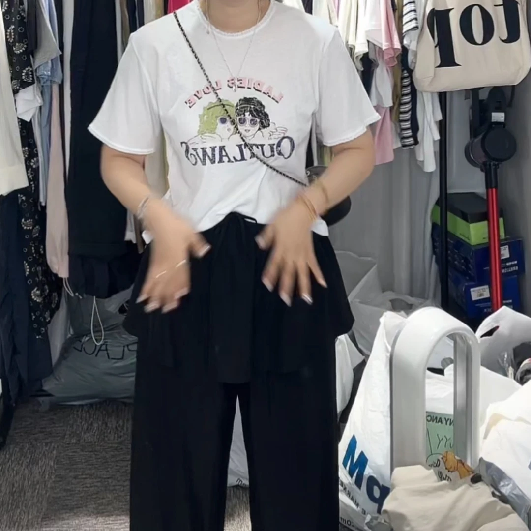 东大门墨镜女孩短袖T（不支持退换）