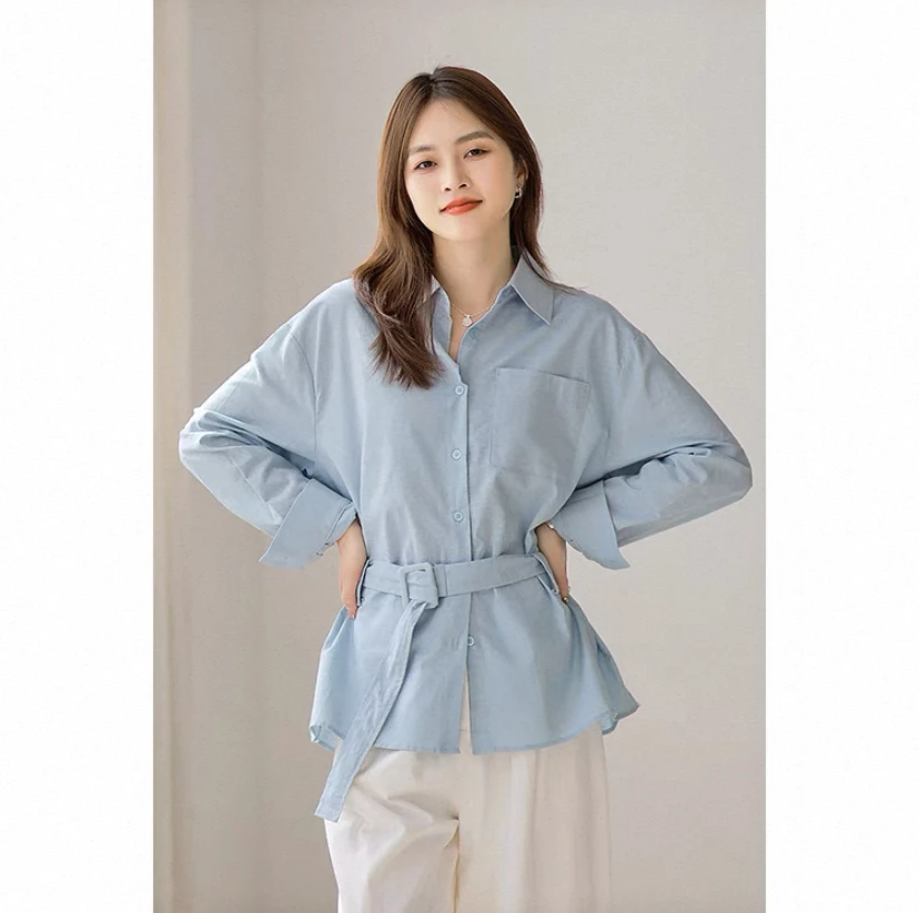 【影姐宠粉】新款收腰气质韩版两件套衬衫阔腿裤套装6251