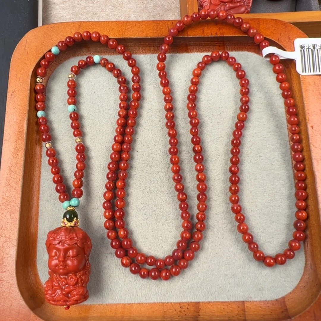 南红玛瑙未镶嵌（锦红满肉度母毛衣链24*15-3.5mm