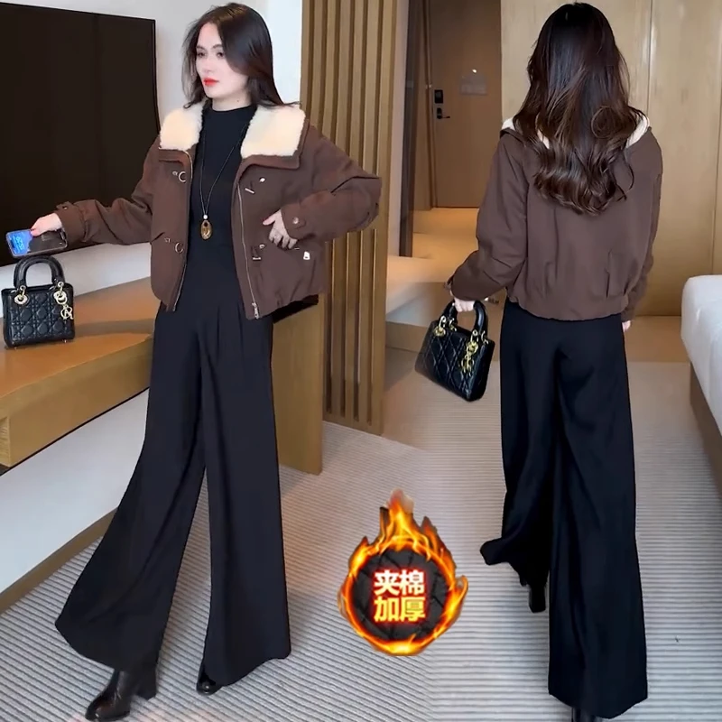 时尚毛领翻领短款棉衣派克服女2025冬季宽松休闲显瘦保暖棉袄外套