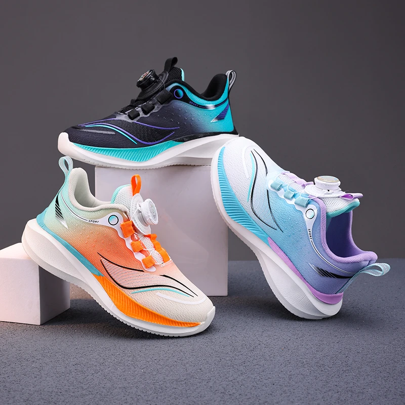 多佰奇儿童跑步鞋2025夏季爆款网面透气旋转纽扣休闲中大童运动鞋