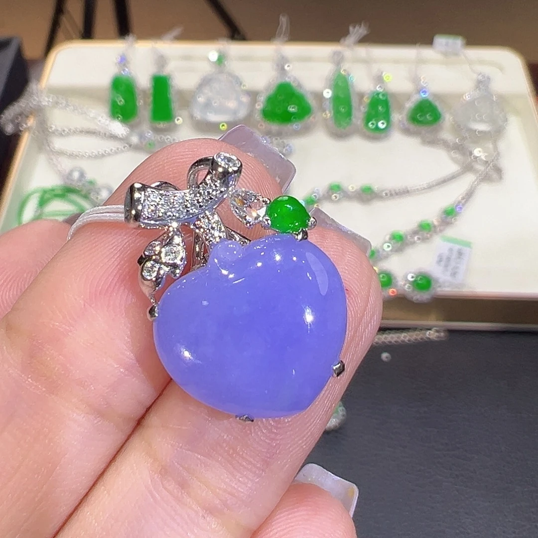 翡翠18K金镶嵌吊坠(不含链)翡翠