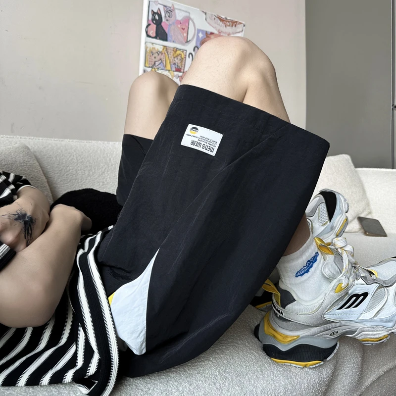 夏季速干潮牌短裤冰丝透气薄款宽松炸街运动跑步沙滩裤HK25172