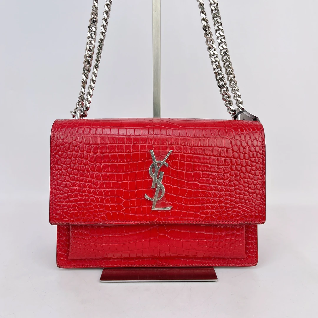 95新 YSL/圣罗兰 圣罗兰 红色链条包底21 H863