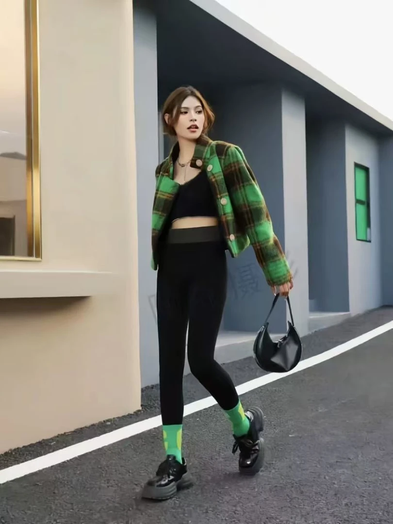 9355 冬季黑色打底保暖裤女士外穿高腰弹力显瘦紧身加绒小黑裤