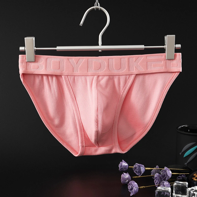 四季舒适男潮流个性设计低腰螺纹棉高开叉单层U凸男裤衩三角内裤