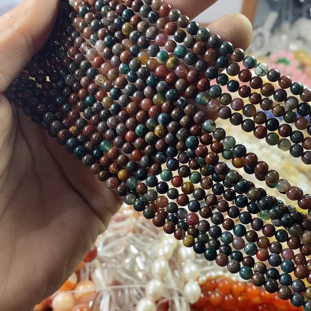 玛瑙/玉髓珠宝半成品未镶嵌一条天然4mm进口水草玛瑙