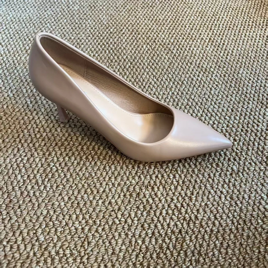 尖头单鞋女2025年新款细跟浅口法式尖头职业气质时尚高跟鞋8