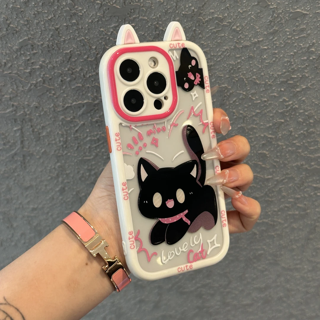 奥菲顿立体猫耳惊吓猫适用苹果16手机壳iPhone15小米vivo华为oppo