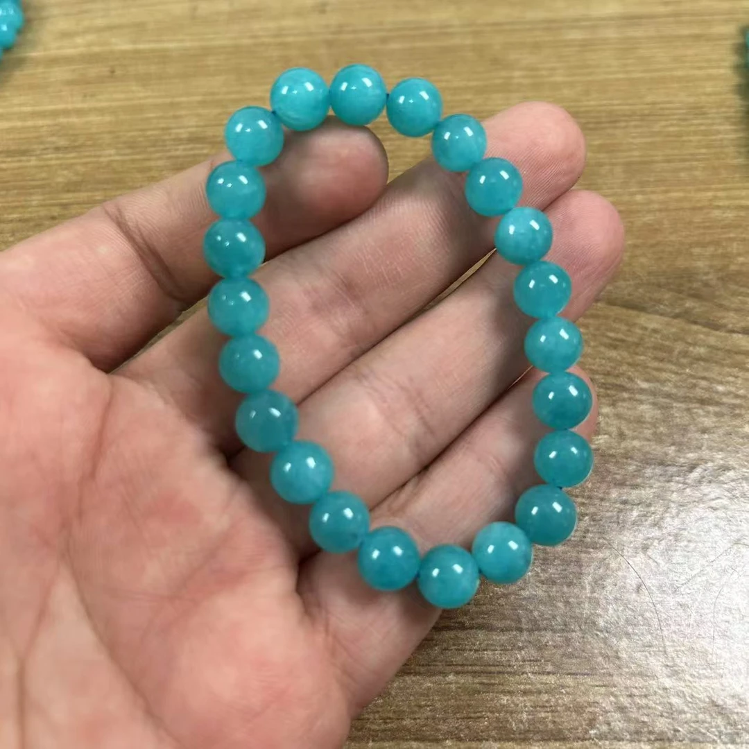 卡8+mm 糯米种老料天河石单圈素圈手串多样性发其一