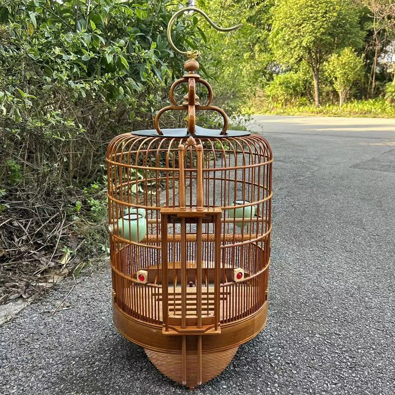 广式鸟笼竹制八哥鹩哥画眉鸟笼大号手工全套老竹清远高档通用鸟笼
