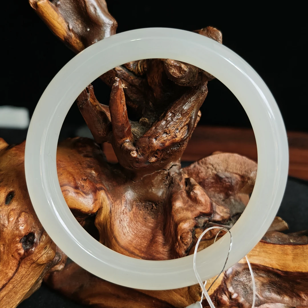 【國玉晓芸】0498和田玉糯白玉正圈手镯61圈