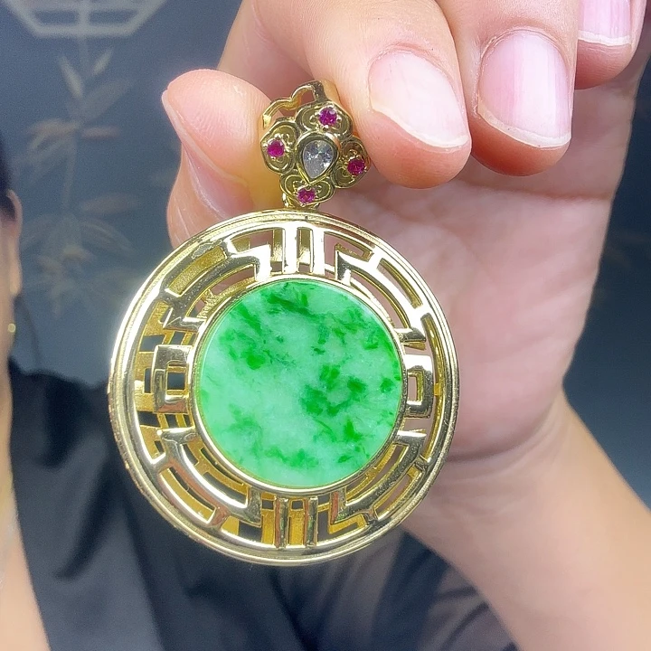 翡翠银S925镶嵌吊坠(不含链)特价