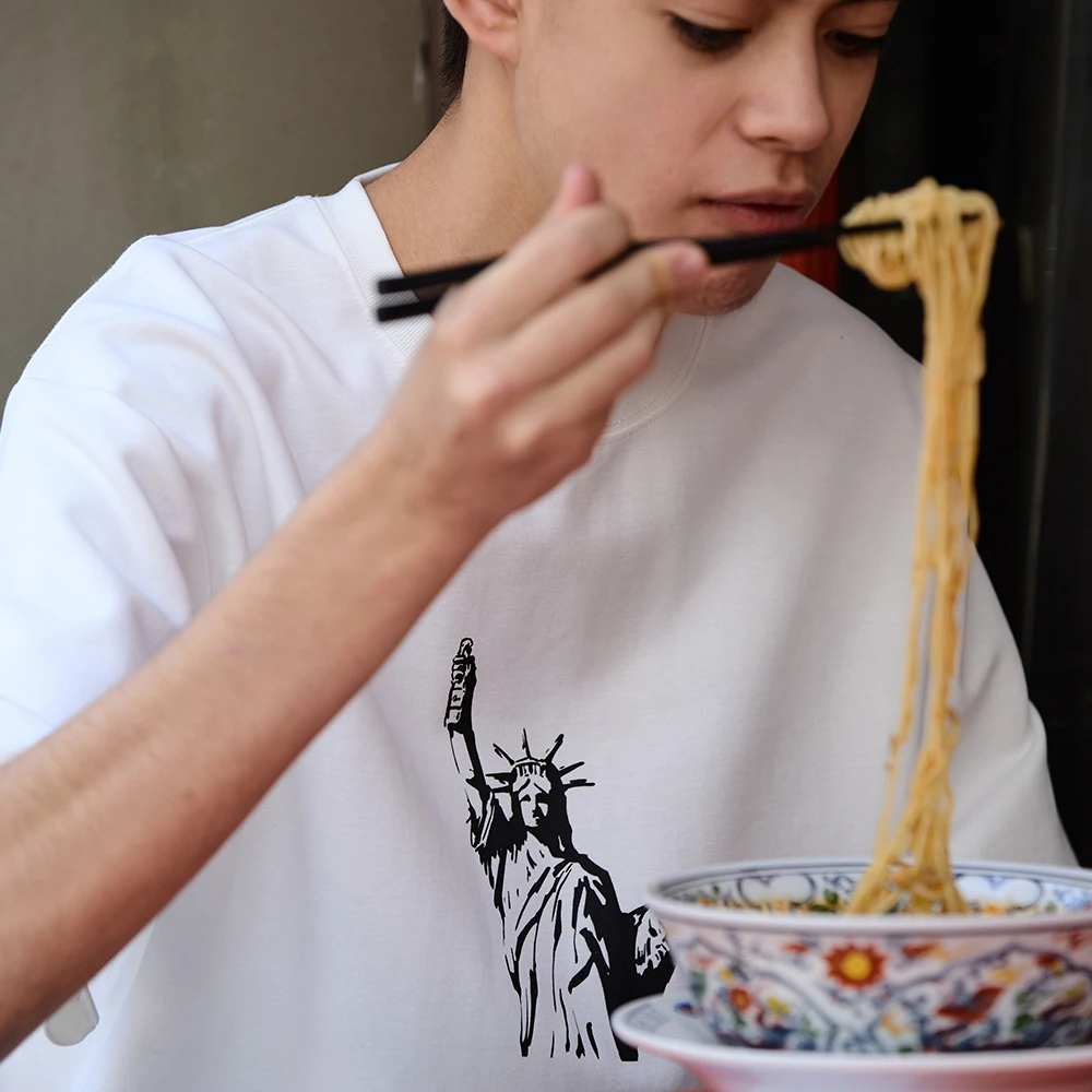 BENT IDEA夏季新款[痛风系列]趣味自由女神重磅新疆棉情侣t短袖