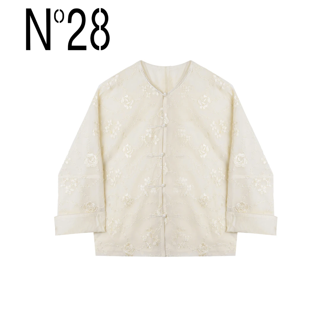 N°28设计师衬衫'金枝玉叶’ 2024夏季新款国风时尚复古高级感提花