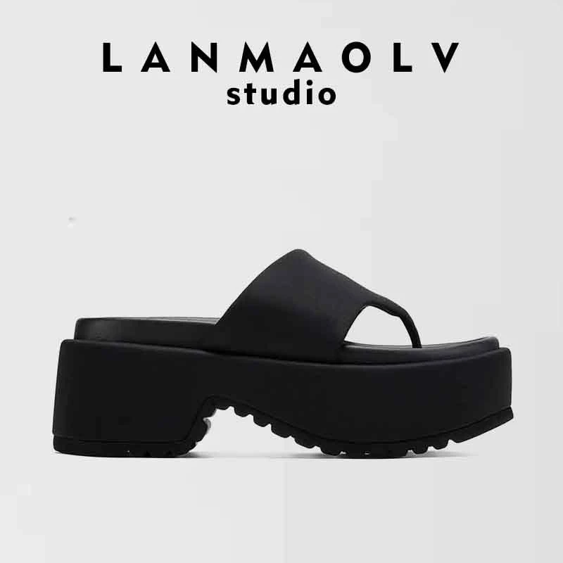 拖鞋女2025新款外穿夏法式厚底夹脚凉拖鞋黑色人字半拖鞋