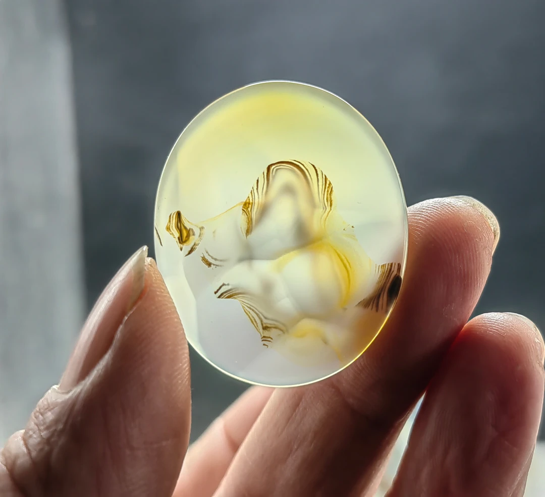 巴西海洋玉髓玛瑙草花象形纯天然吊坠风景男女水滴挂件山水意境画