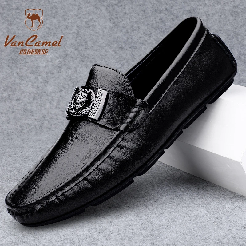 西域骆驼2025蛇年限定新款豆豆鞋透气男士透气一脚蹬休闲工作鞋