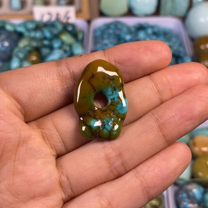 绿松石未镶嵌绿松石圆珠手链项链手链吊坠