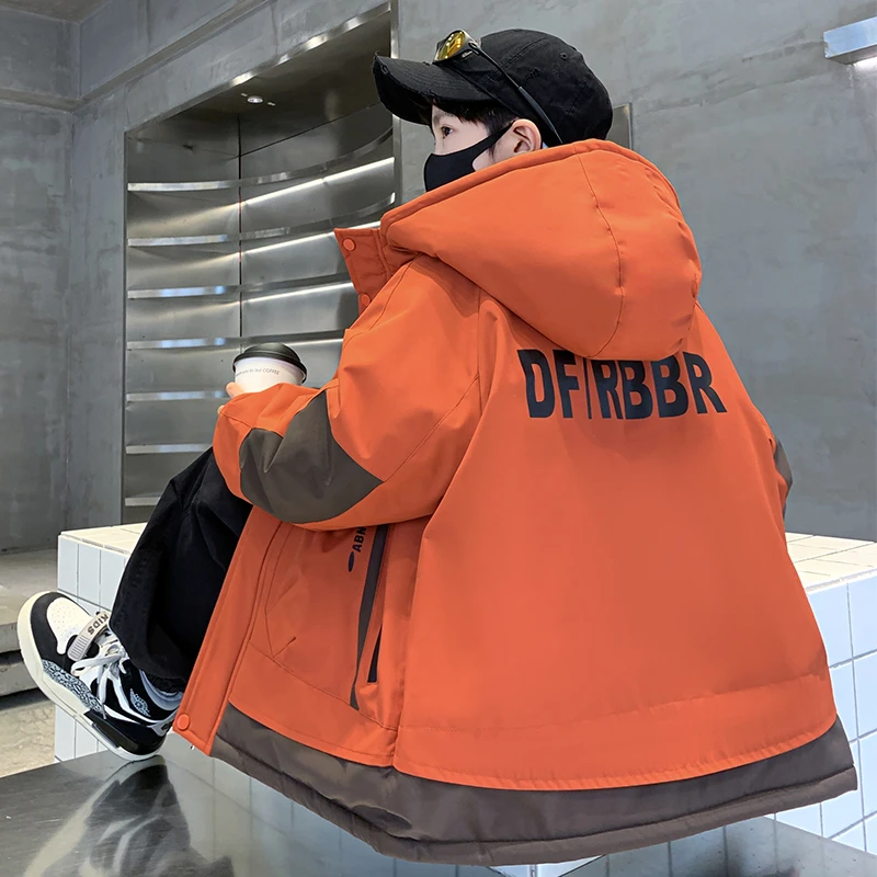 男童外套秋冬款棉衣2025新款中大男孩加绒加厚风衣儿童冬季派克服