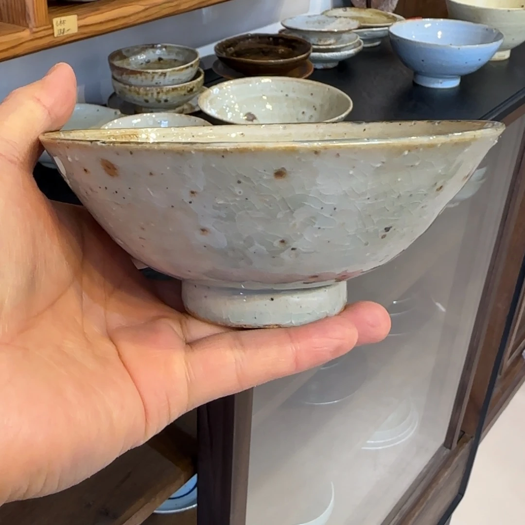 手作灰釉粉引餐碗