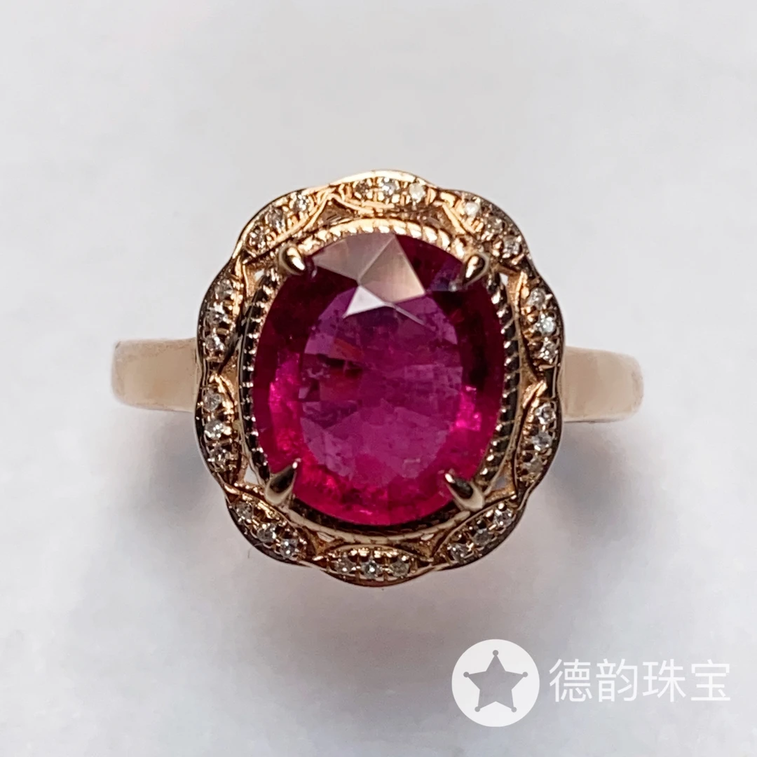 18K金镶嵌碧玺戒指