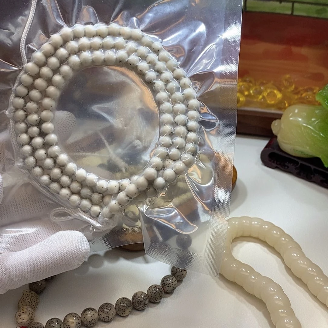 星月菩提手串6圆绿包白108