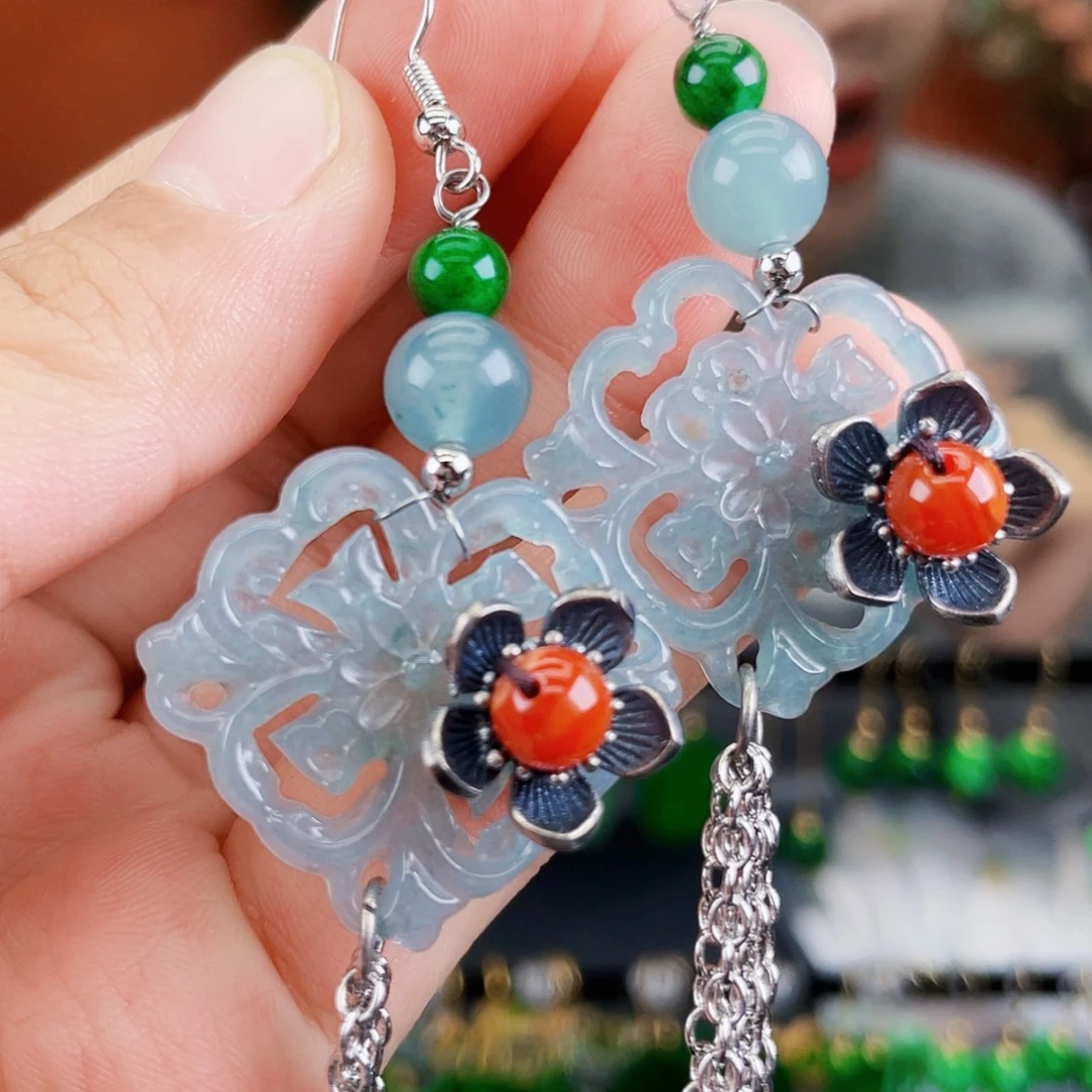 翡翠未镶嵌耳饰饰品