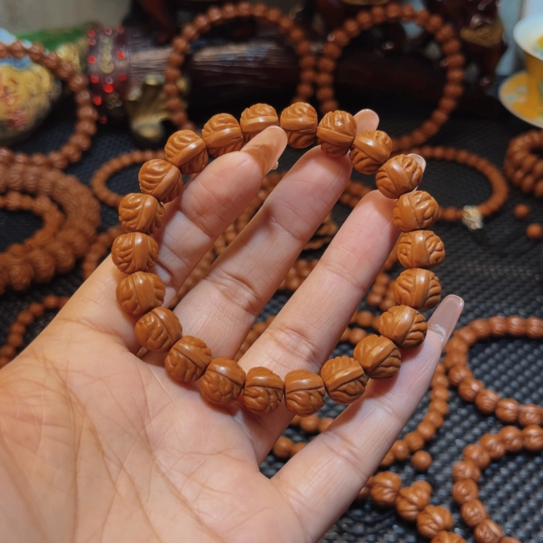 手串桃核12野生红皮小飞龙单圈