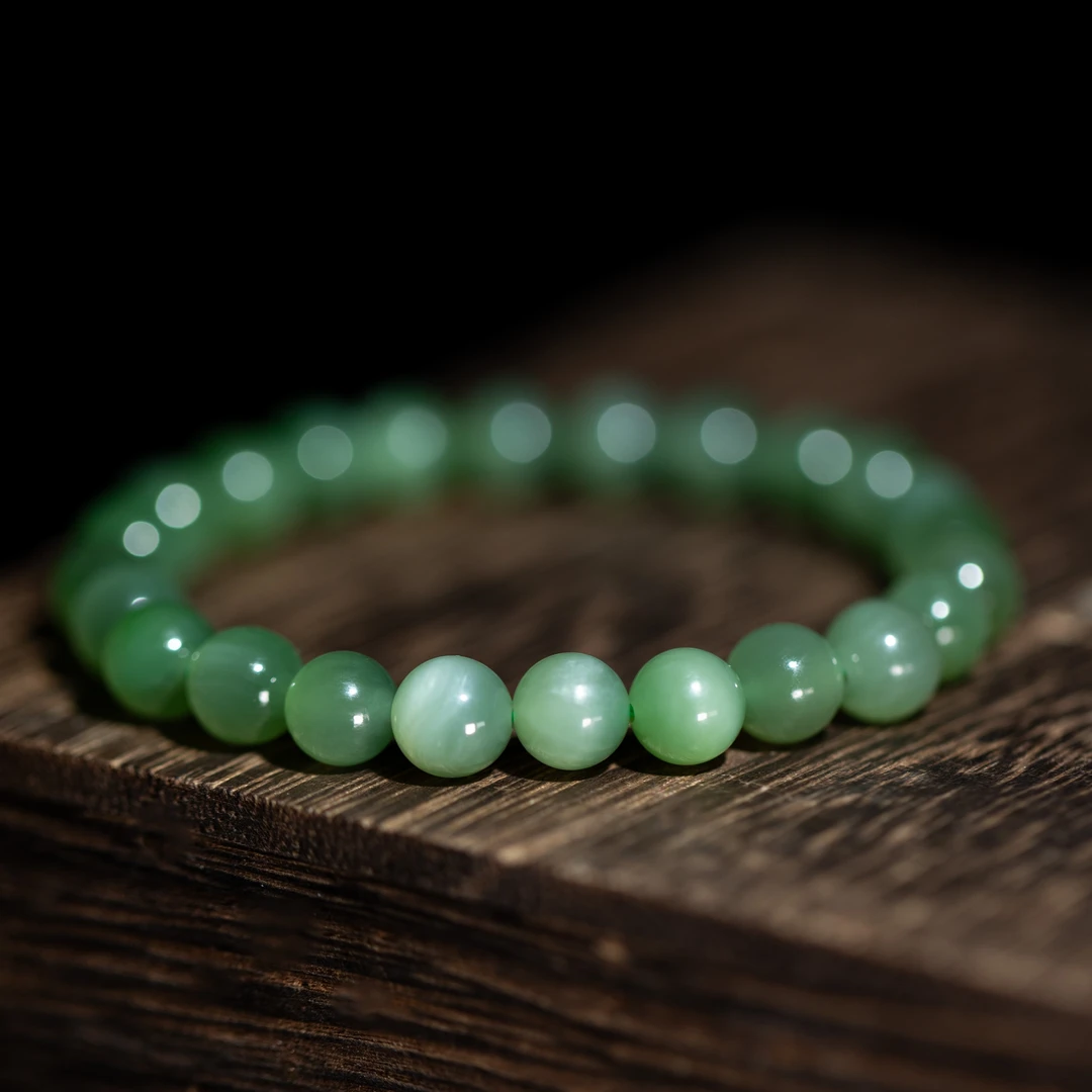 白玉世家和田玉碧玉小冰猫手串