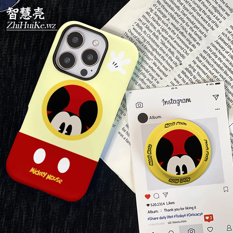 米老鼠磁吸支架菲林壳适用16promax手机壳小米14华为mate60