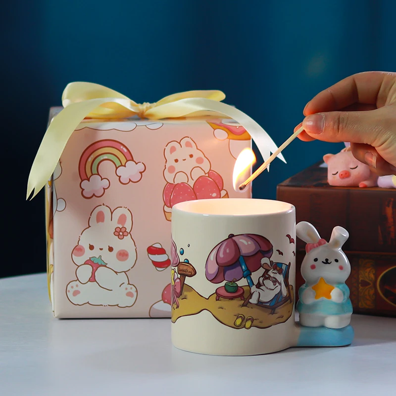 「兔然心动」香薰蜡烛礼盒装可爱小众高级伴手礼品女生日礼物送朋友