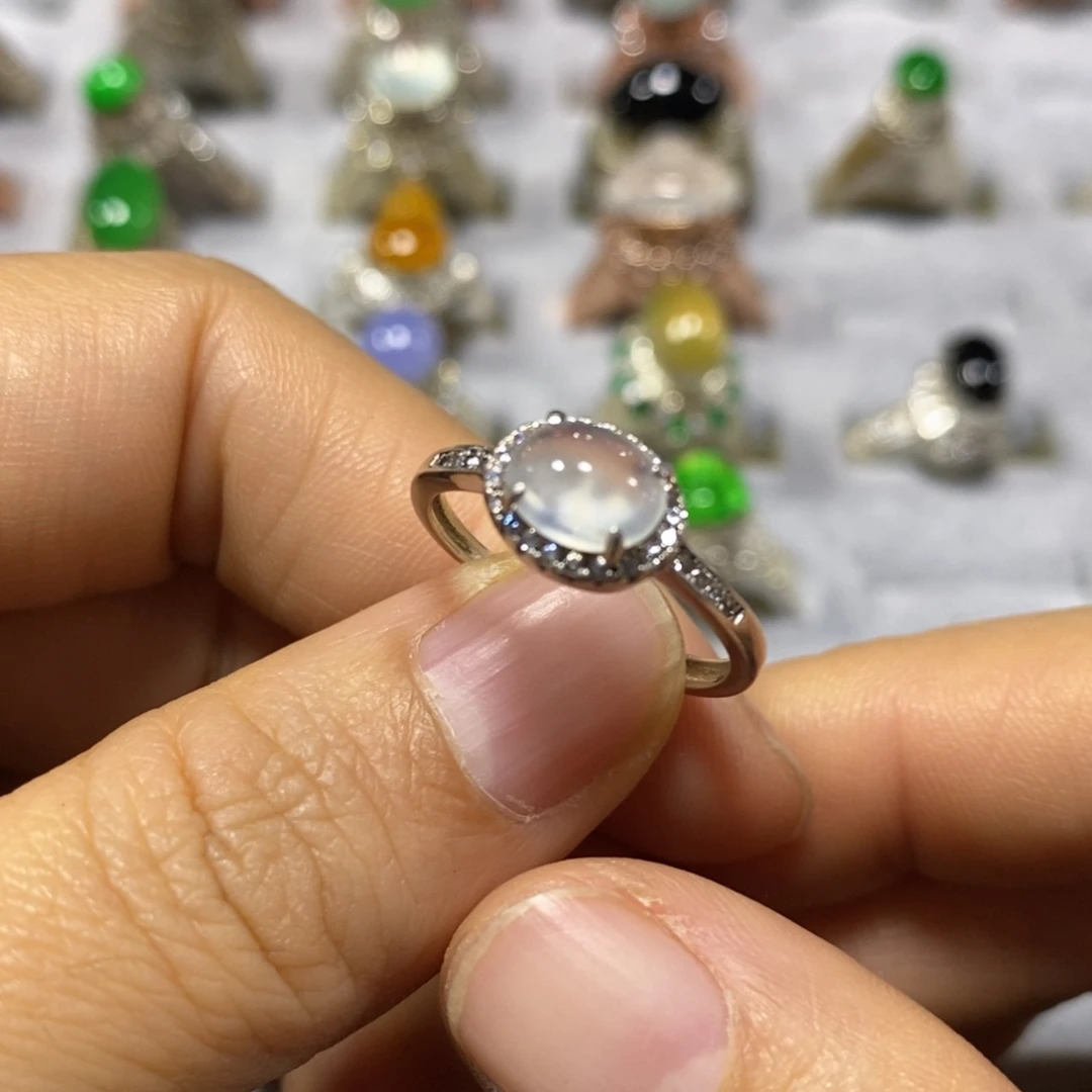 银S925镶嵌戒指翡翠戒指