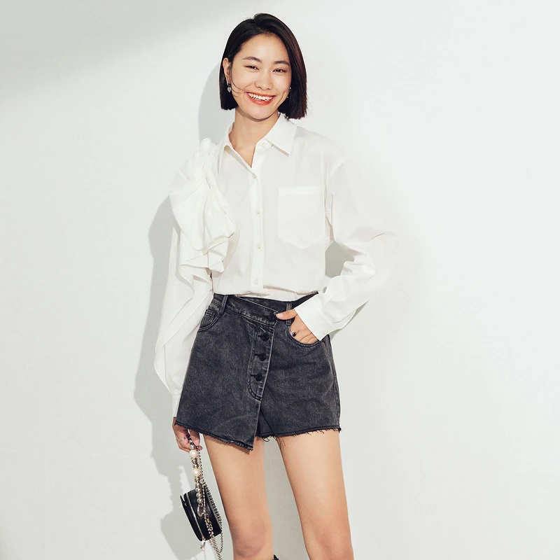 【达人专属】FF仿佛新疆长绒棉衬衫白色FE00743