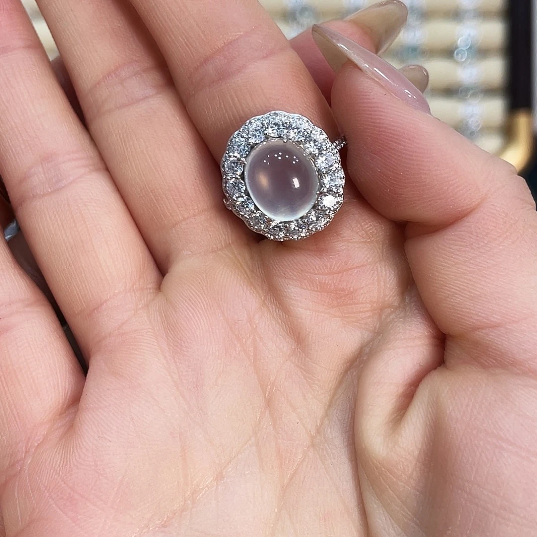 蛇纹石玉银S925镶嵌戒指