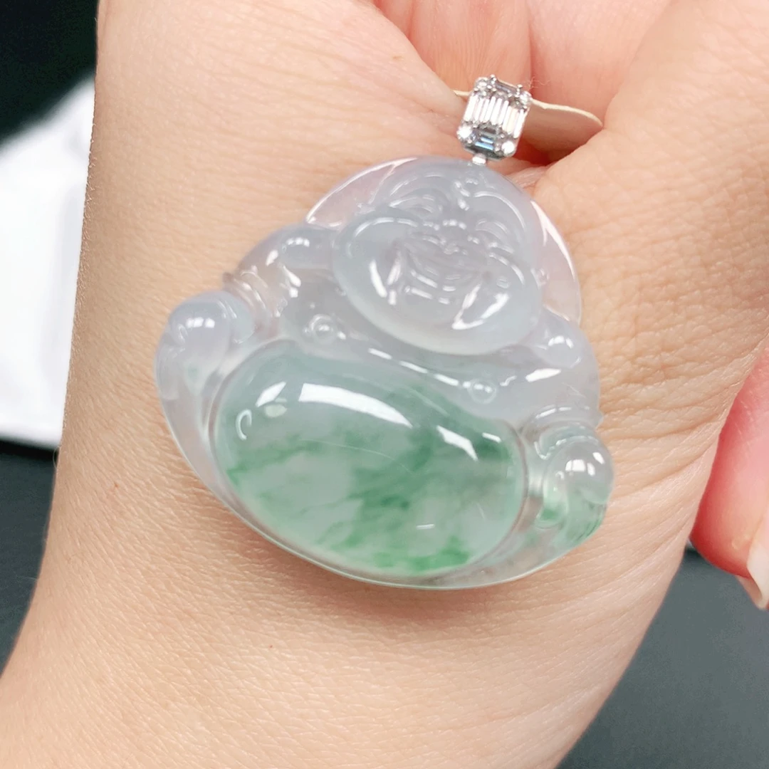 翡翠18K金镶嵌吊坠(不含链)