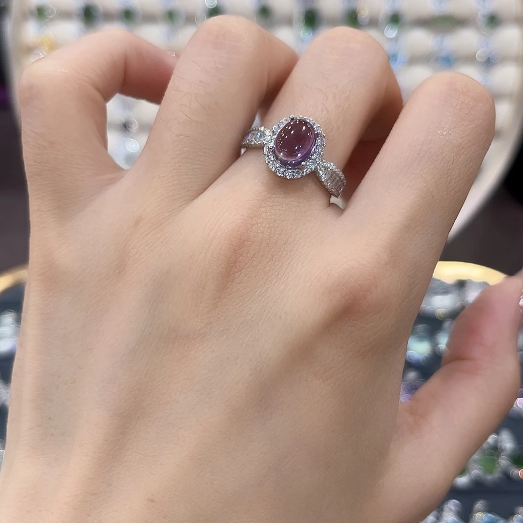 逸***）紫晶银S925镶嵌戒指