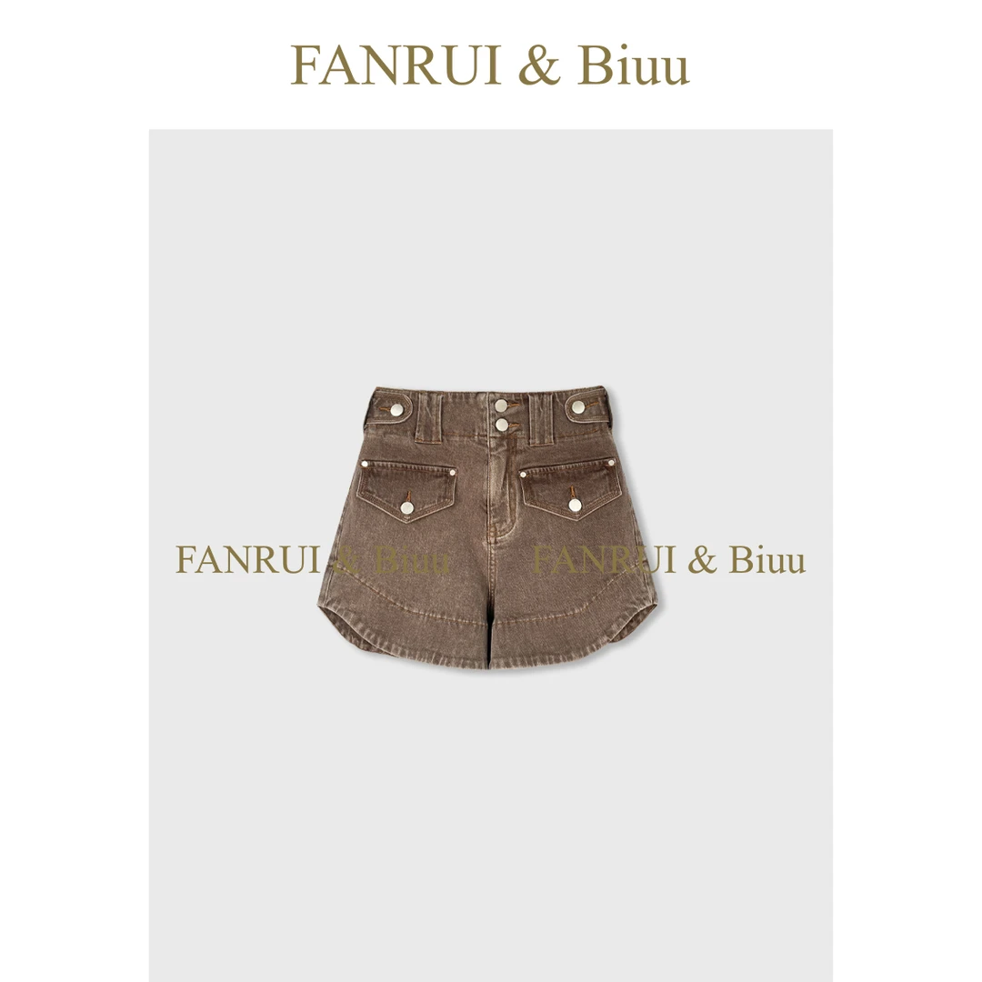 FANRUI/泛芮「伯斯尤物」水洗棉潮流洋气复古高级感夏季短裤B16439