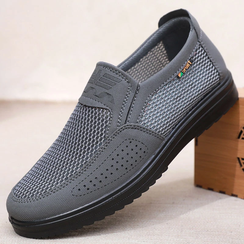 夏季老北京布鞋男士休闲网眼透气爸爸鞋中老年舒适防臭软底网面鞋