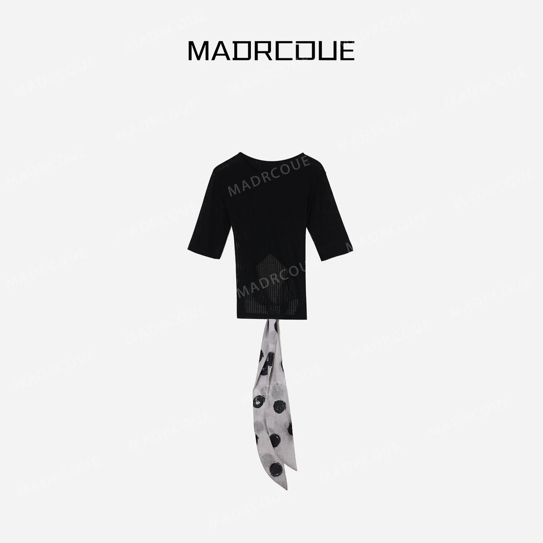 MADRCOUE 轻几何时髦泼墨绑带T恤上衣605042