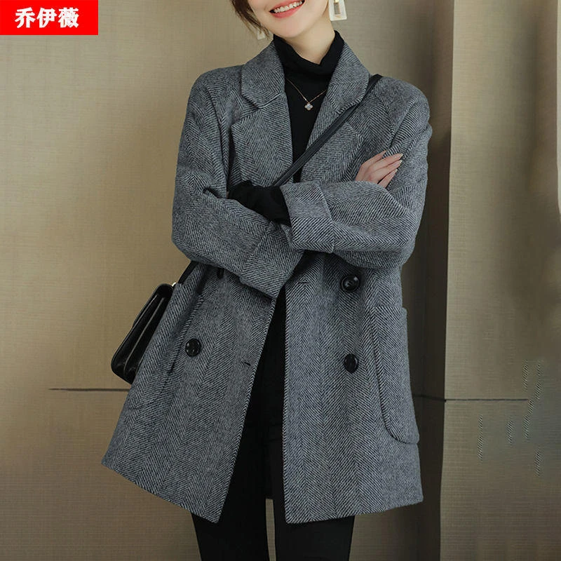 毛呢大衣女秋冬新款高档百搭显瘦洋气毛呢外套