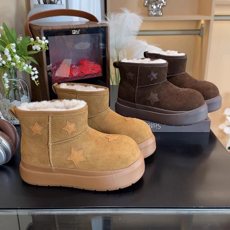 增高厚底大头雪地靴棉鞋2025冬季新款加绒保暖防滑东北雪地靴棉靴